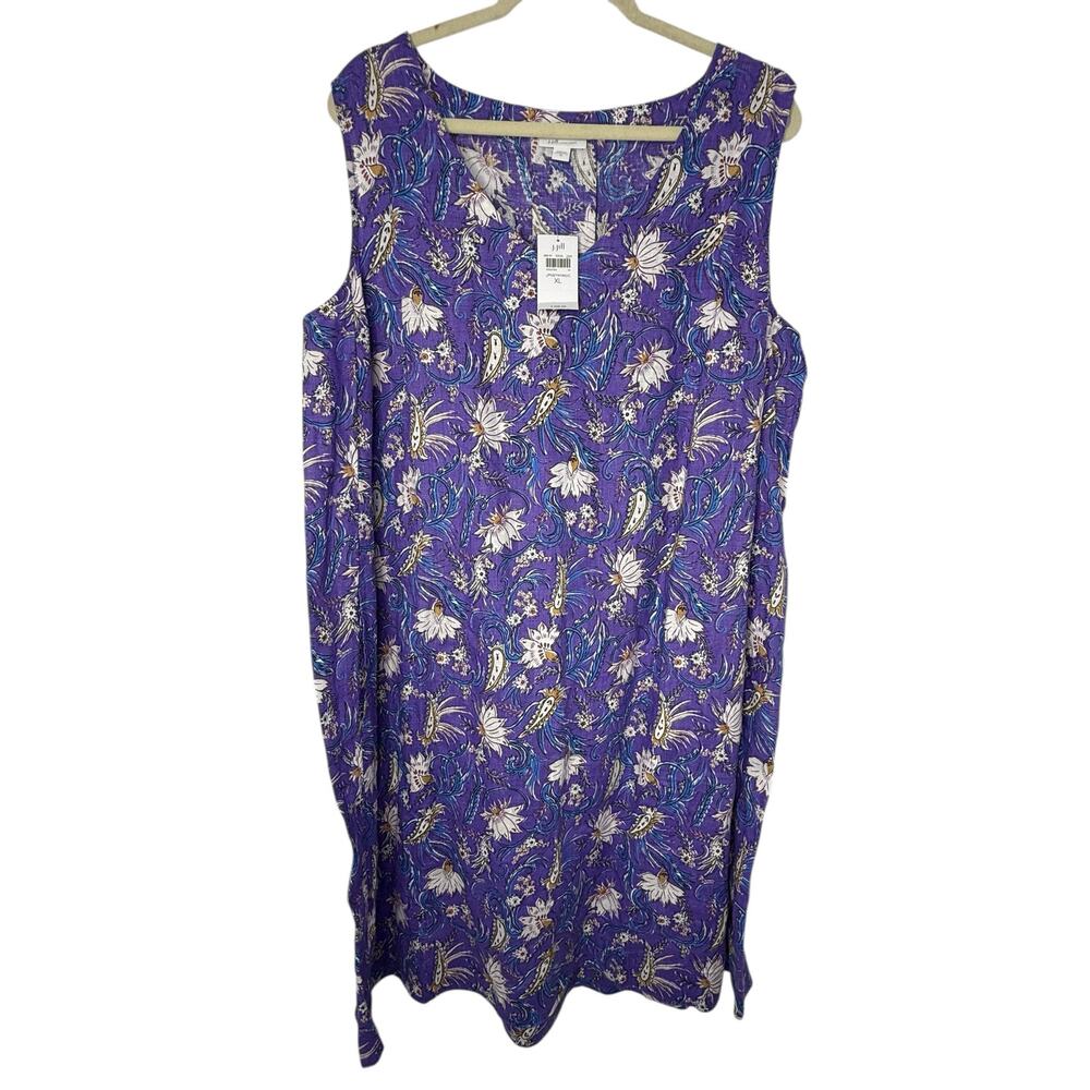 J. Jill Purple Floral & Paisley Midi Dress